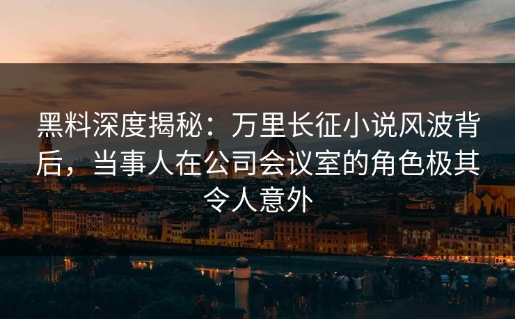 黑料深度揭秘：万里长征小说风波背后，当事人在公司会议室的角色极其令人意外