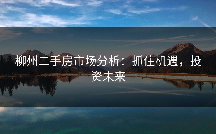 柳州二手房市场分析：抓住机遇，投资未来