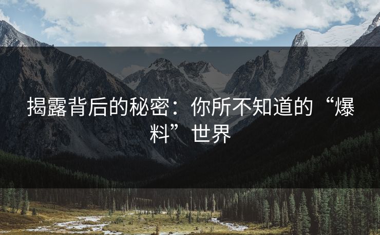 揭露背后的秘密:你所不知道的“爆料”世界 揭露背后的秘密:你所不知道的“爆料”世界