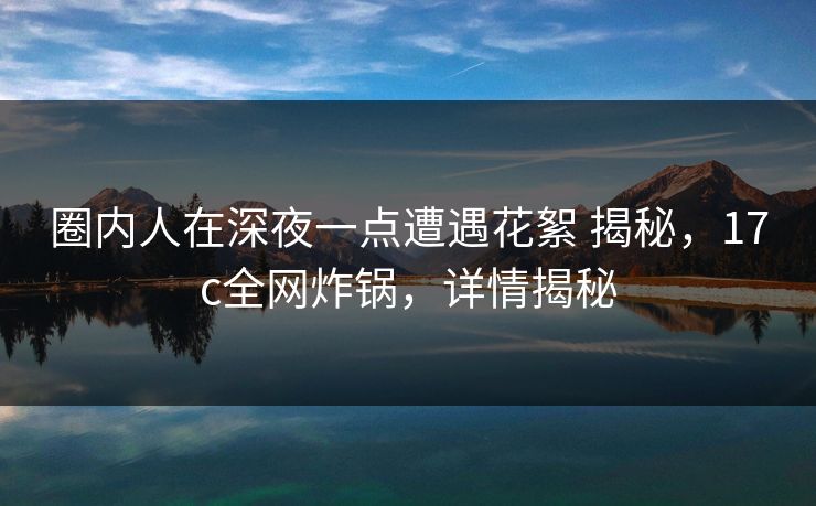 圈内人在深夜一点遭遇花絮 揭秘，17c全网炸锅，详情揭秘